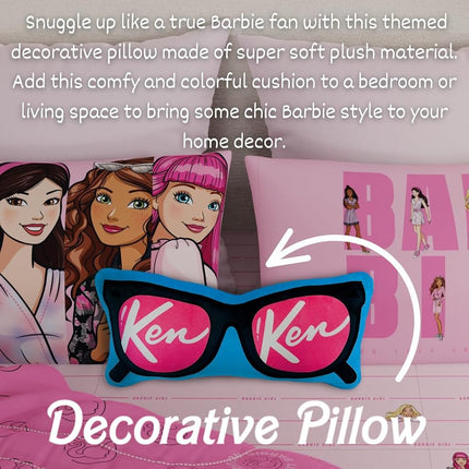 Franco Movie Luxe Peluche Supersuave Blandito de 17 Pulgadas Almohada Decorativa Barbie, Ken