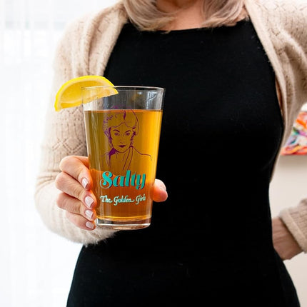 Silver Buffalo Golden Girls Line Art Salty Thirsty Extra Savage 4pc Pint Glass Set, 16 Ounces