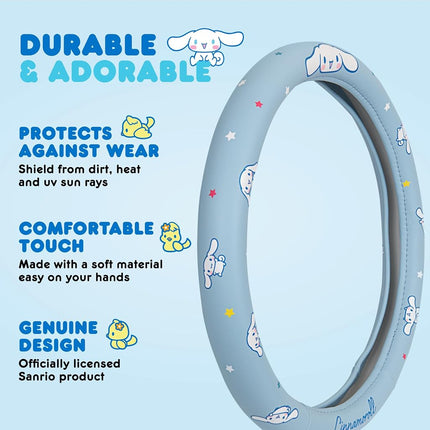 Sanrio Hello Kitty and Friends Cinnamoroll Blue Car Steering Wheel Cover, Universal Fit Cute Accesso
