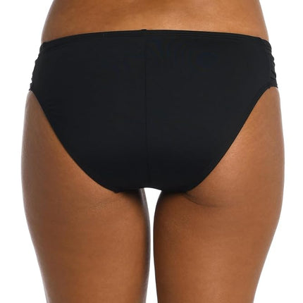 La Blanca Women's Island Goddess Side Shirred Hipster Bikini Swimsuit Bottom, Negro, 8