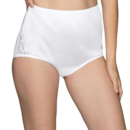 Vanity Fair Women's Perfectly Yours High Waisted Brief Panties, Lace Nouveau-Star White, 9, Nylon Lace - Star White, 9