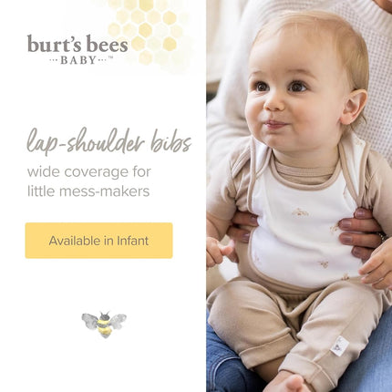 Burt's Bees Baby Unisex Baby Bibs, Lap Shoulder Drool Cloths, Heather Grey Prints, 4-Pack Of