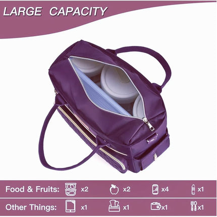 EASYA Large Women Lunch Bags for Work Insulated/Insulated Adult Lunch Box for Womens/Nylon Thermal Lunch Bag for Women/Leakproof Cooler Lunch Tote Bag with Storage Pocket (Mirage Purple)