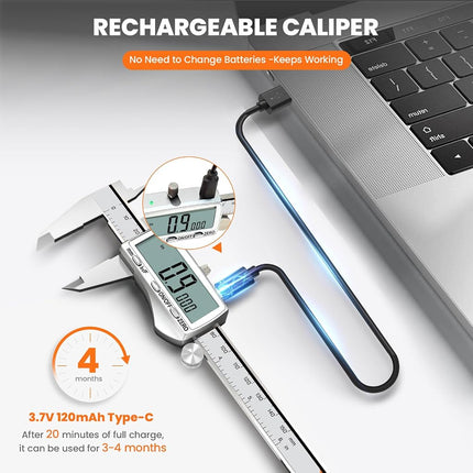 HARDELL Digital Caliper, Rechargeable Calipers with Large LCD Screen