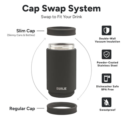 DUALIE 3 in 1 Insulated Can Cooler - Universal Size for 12 oz Cans, Slim Cans, and Bottles - 10+ Colors Available