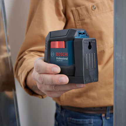 BOSCH GLL50-20G Láser autonivelante de líneas cruzadas con rayo verde de 50 pies, incluye soporte magnético integrado, 2 baterías AA y bolsa suave