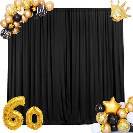 AK TRADING CO. 10 feet x 10 feet IFR Polyester Backdrop Drapes Curtains Panels with Rod Pockets - Wedding Ceremony Party Home Window Decorations - Black