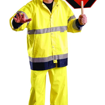 OccuNomix LUX-TJR-Y4X Premium Breathable Waterproof Rain Jacket, Classic Length, Class 3, Yellow, 4X-Large