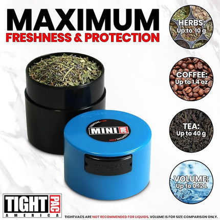 Minivac - 10g to 30 grams Airtight Multi-Use Vacuum Seal Portable Storage Container for Dry Goods, Food, and Herbs - Blue Tint