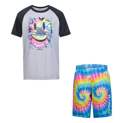 Hurley Baby-Boys Swim Suit 2-Piece Set, Multi Tie Dye, 4T