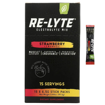 RELYTE Re-lyte Electrolyte Drink Mix Strawberry Lemonade 15 Servings Packets 3.44 oz.