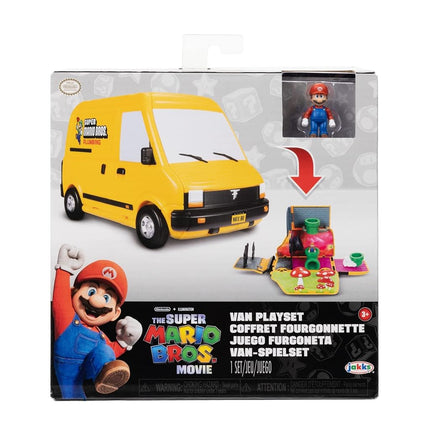 Super Mario Bros Movie Van Playset by Jakks Pacific, Officially Licensed, Transforming Vehicle Toy with 3 cm Mario Figure, Warp Pipe & Movie Scenes, Nintendo Action Figure Playset for Kids Ages 3+