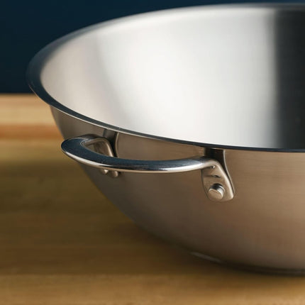 Rachael Ray Sartén Wok/Saltear Profesional de Acero Inoxidable, Compatible con Todas las Encimeras, Apto para Inducción, Apto para Lavavajillas y Utensilios Metálicos, 35.5 cm - Acero Inoxidable
