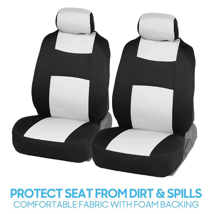 BDK PolyPro Car Seat Covers Full Set in White/Black – Front and Rear Split Bench Seat Protectors, Easy to Install, Interior Covers for Auto Truck Van SUV