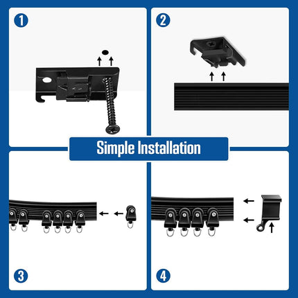 UrbanRed Flexible Ceiling Curtain Track, 5 m (16.4 ft) Rail Kit, Black