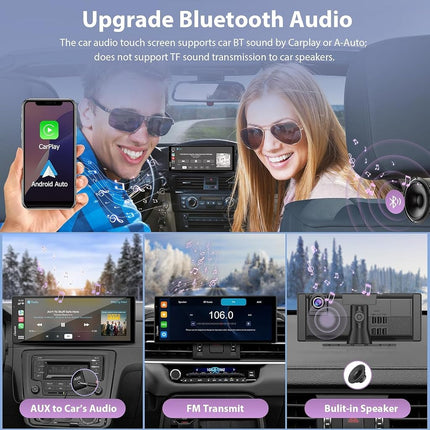 Carpuride W904=904-L Carplay & Android Auto with Dash Cam - 10.26 Inch HD IPS Touch Car Play Screen for Car, 4K Front & 1080P Rear Camera, Loop Recording, Bluetooth Audio, Mirror Link, GPS, Siri