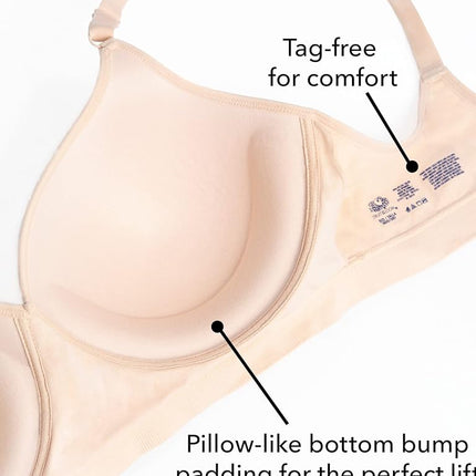 Sujetador push-up sin aros y sin costuras Fruit of the Loom para mujer, tono negro, 40B