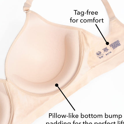 Sujetador push-up sin aros y sin costuras Fruit of the Loom para mujer, opaco, blanco, 34D