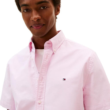 Tommy Hilfiger Short Sleeve Oxford Regular Fit, Men's Button Down Shirts, Rose Petal, S