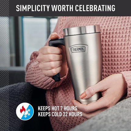 THERMOS, ICON Series, Stainless Steel Mug, Matte Stainless Steel, 16 oz