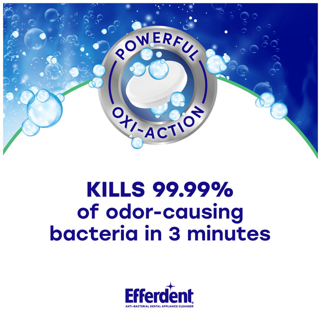 Efferdent Plus Mint Anti-Bacterial Denture Cleanser | 90 tablets | Actively Cleans Between Dentures | Packaging May Vary