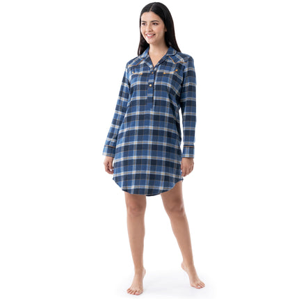 Wrangler Women's Mid-Length Flannel Sleep Shirt Dr