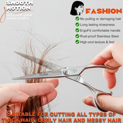 Fengliren High-end Professional Extremely Very Sharp Barber Hair Cutting Scissors Hairdresser Shears For Hair 6 Inches Haircut Scissor Made Of Stainless Steel Alloy For Hairdressing Salon and Home Use