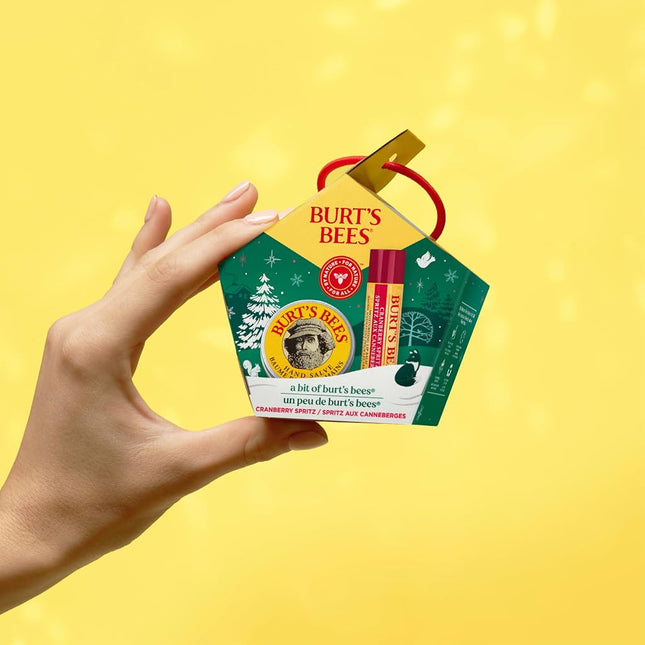 Burt's Bees for Lip & Hand, Cranberry Spritz Lip Balm and Hand Salve in a Festive Box, Bit of Burt's