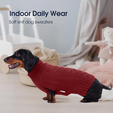 IECOii Dog Sweater,Dog Sweaters for Medium Dogs Girl and Boy,Thermal Knitted Dog Christmas Sweater for Cold Weather,Small Medium Dog Sweaters for Christmas Outfits,Pug,Dachshund Sweaters,Red-M