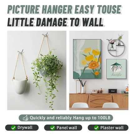FURHUA 20pcs Super Hook Picture Hangers and Office Pack, Drywall Hooks for Hanging Pictures, Wall Hooks, Picture Hangers, Picture Hanging Kit，Hang Art, Clock, Shelves, Mirrors