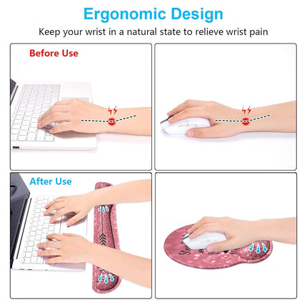 Dapesuom Keyboard Wrist Rest and Mouse Pad with Wrist Support, Cute Memory Foam Cushion for Keyboard and Mouse Set, Ergonomic Desktop Pad Rests with Non Slip Base for Easy Typing & Pain Relief, Quotes