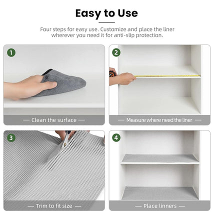 BAGAIL Non-Adhesive Shelf Liner, Thick Strong Grip Drawer Liners for Kitchen Cabinets, Heavy-Duty Easy Cut Cabinet Liners for Shelves, Pantry, Bathroom Cupboards - 45 * 600cm, LightGrey