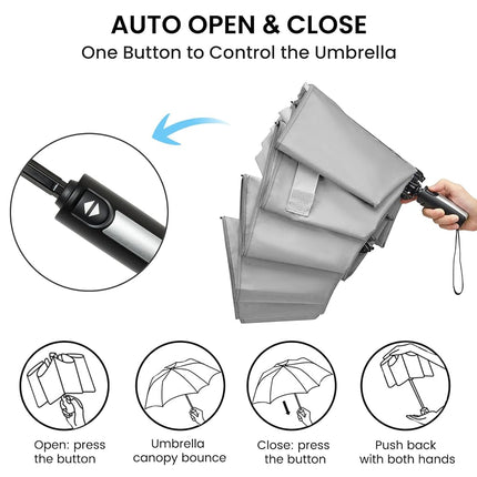 G4Free 62 Inch Windproof Inverted Umbrella with Reflective Stripe Large Compact Reverse Golf Umbrella for Rain 10 Ribs Double Canopy Travel Umbrella Automatic Open Close