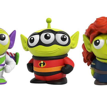 Pixar Alien Remix Character Figures 3-Pack with Mr. Incredible from The Incredibles, Buzz Lightyear from Toy Story and Merida from Brave, Collectible in Retro fun Pizza Delivery for Ages 3 and Up