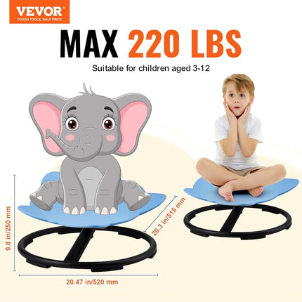 VEVOR Elephant Kids Swivel Chair, 360° Spinning, Blue, Plastic & Metal, Kids Chair, Indoor Play & Relax, Special Feature: 360° Swivel & Multiple Play Modes