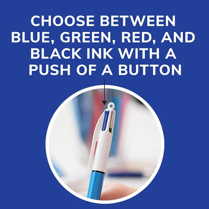 Bic 4-Color Ballpoint Retractable Pen, Assorted Ink, Medium, 3 per Pack, Sold as One Pack
