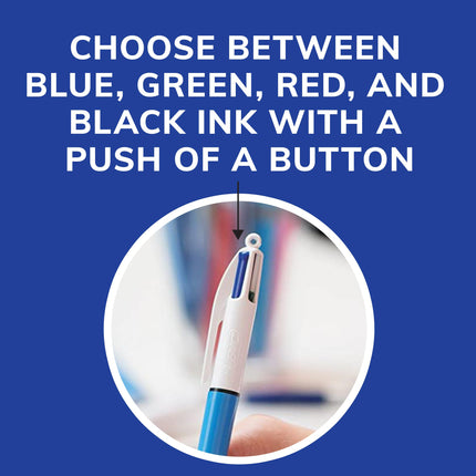 Bic 4-Color Ballpoint Retractable Pen, Assorted Ink, Medium, 3 per Pack, Sold as One Pack