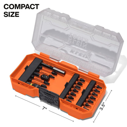 Klein Tools 33801B 21-Piece Impact Driver Bit Set, Impact-Rated Alloy Steel, Precision Machined, MODbox Compatible Storage Case, Professional Tool Kit