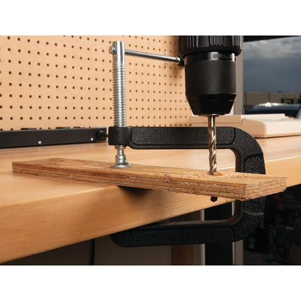 Performance Tool W3981 5-Inch Deep C-Clamp with Heavy Cast Iron Construction and Extra-Large Swivel Base for Deep Clamping Projects