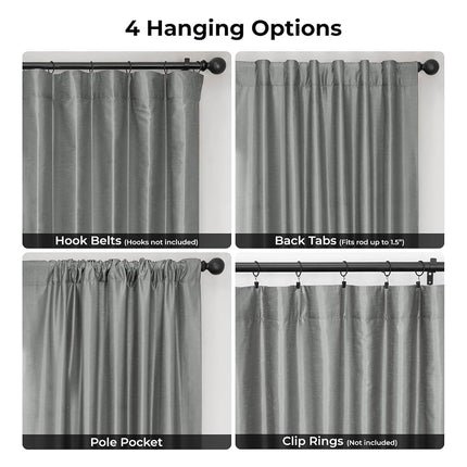 HPD Half Price Drapes Blackout Vintage Textured Faux Dupioni Curtain (1 Panel), Polyester & Polyester Blend, Storm Grey, 50 X 96