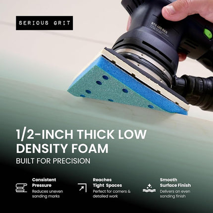 Serious Grit - 80x133mm 12.7mm Foam Pads - P150-180 Grit - 10 Pack