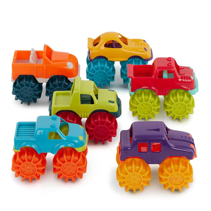 Battat Mini Monster Trucks, 6 Toy Trucks with Storage Bag, Vehicles