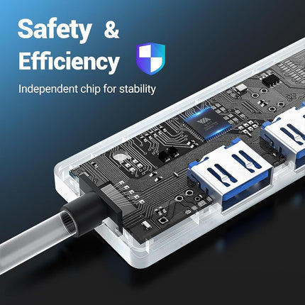 Tymyp USB 3.0 Hub, 4 Port USB Hub, High-Speed 5Gbps Transmission, Seamlessly Expand Laptop Connectivity for Flash Drive, Hard Drive, Console, Printer, Camera, Keyboard, and Mouse
