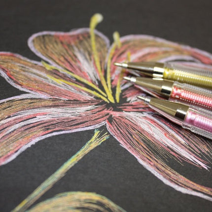 Pentel Arts Slicci Metallic 0.8 mm Needle Tip Gel Pen, Metallic Pink Ink, Box of 12 (BG208-MP)
