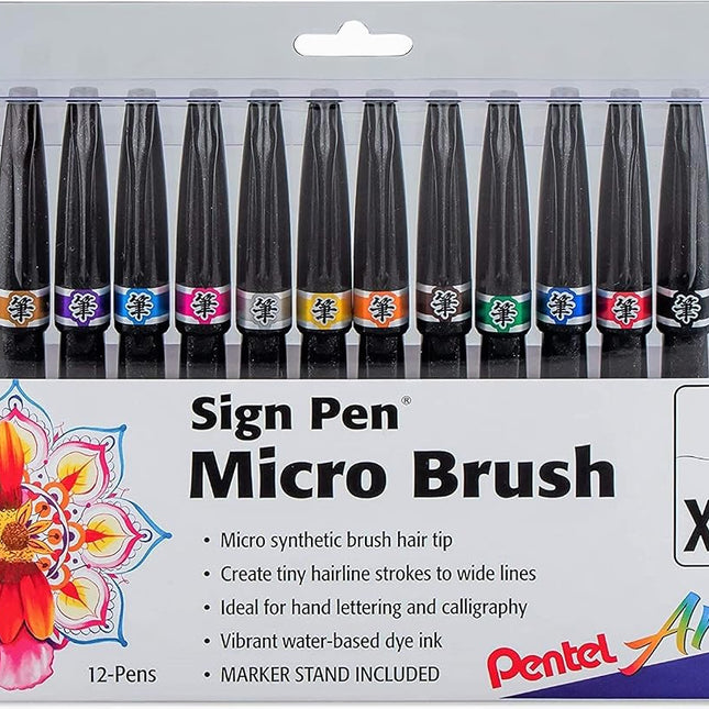 Pentel Sign Pen Micro Brush 12 Pack SESF30CPC12