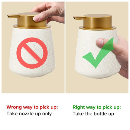 Fullycare Soap Dispenser, Ceramic Foaming Soap Dispenser - 12 oz Bathroom Hand Pump Dispenser Soap Dispenser Bottles Pump for Kitchen Bathroom(Gold Nozzle)