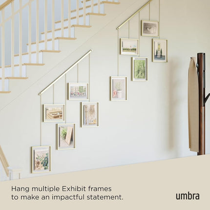 Umbra Exhibit Picture Frame Set, Adjustable Wall Mount, Set of 5, Brass