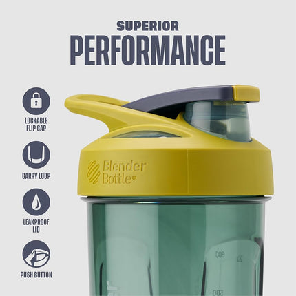 BlenderBottle Sport Shaker avec fouet mélangeur, 828 ml, Jaune – Shakes protéinés et hydratation pour athlètes et passionnés de fitness, mélange facile, durable et léger, couvercle verrouillable