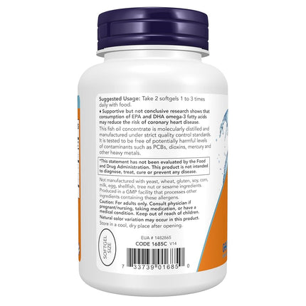 NOW Supplements, Omega-3 Mini Gels, Molecularly Distilled, 180 Softgels