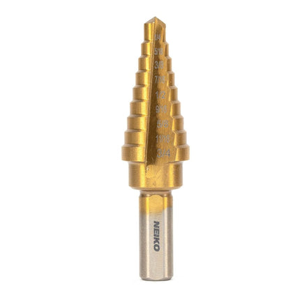 NEIKO 10184A Foret étagé en titane, foret en alliage d'acier rapide, élargisseur de trou pour le bois et le métal, 9 tailles d'étape de 1/4 pouce à 3/4 pouce